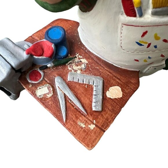 Workshop Santa Claus Painting‎ Toys Christmas Figurine Signed 10" Porcelain 1992 - Picture 2 of 7